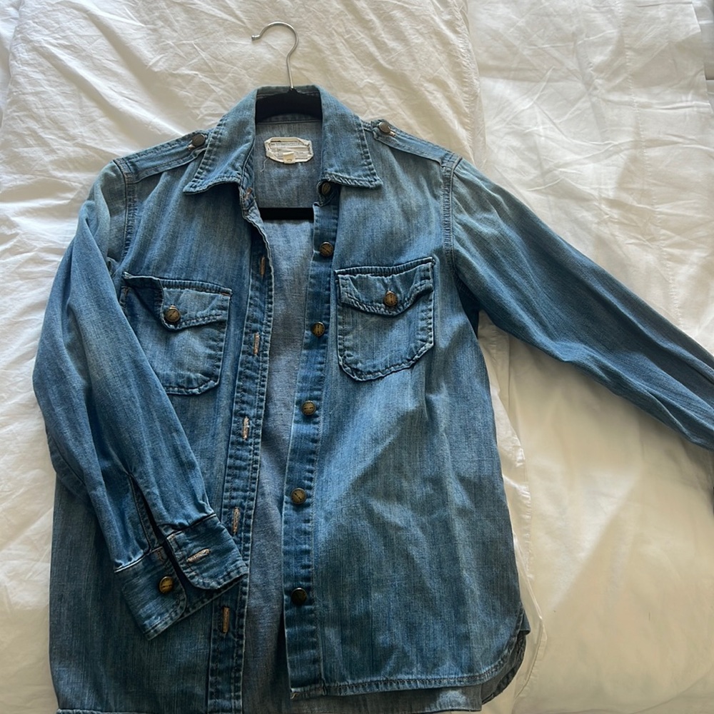 Current Elliott Light Denim Button Down Cotton Sh… - image 2